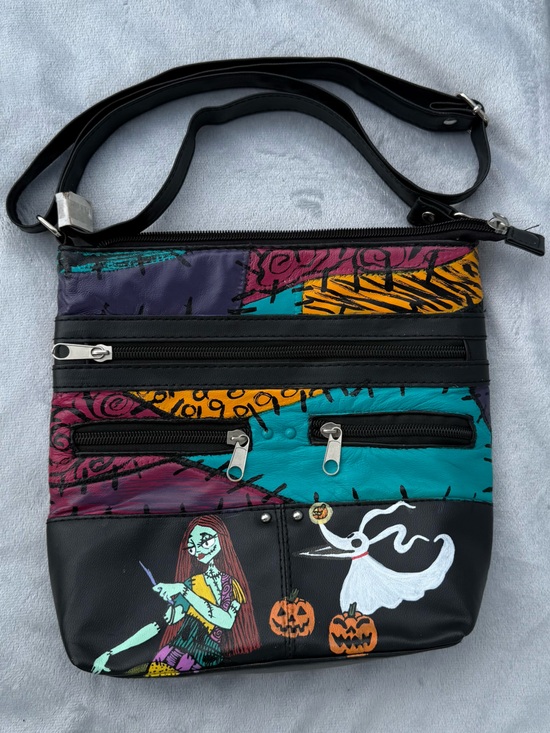 Beyond grateful Handbags - Hand painted the nightmare before Christmas - Halloween Patchwork Crossbody Bag